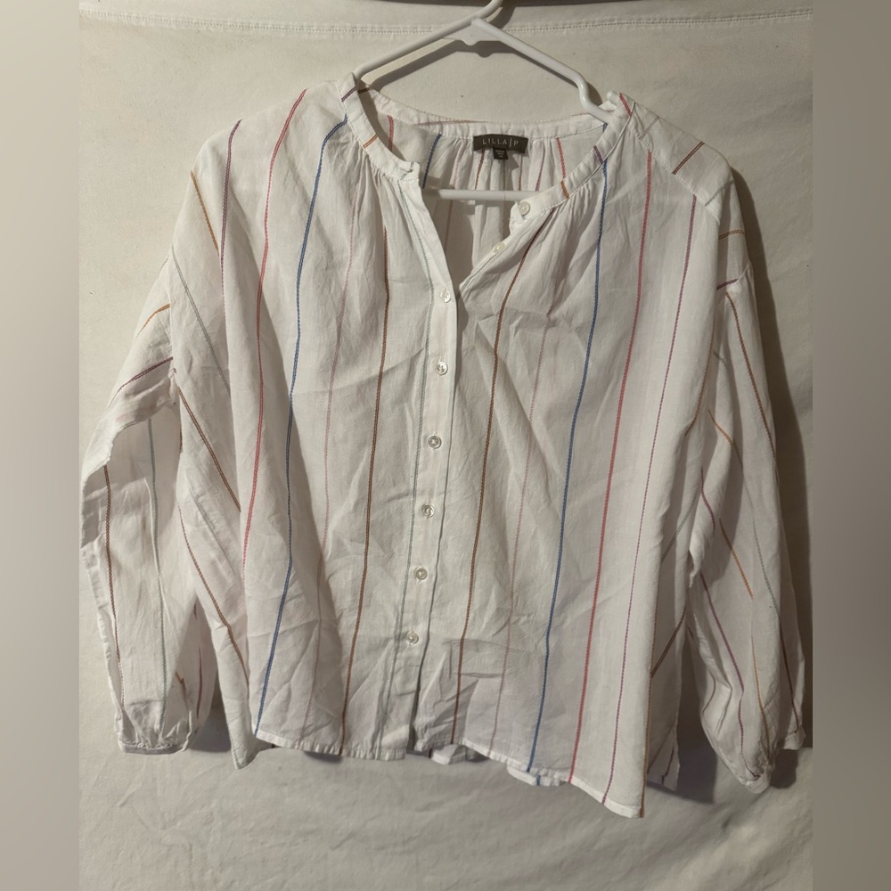 White Striped Button-Up Shirt
